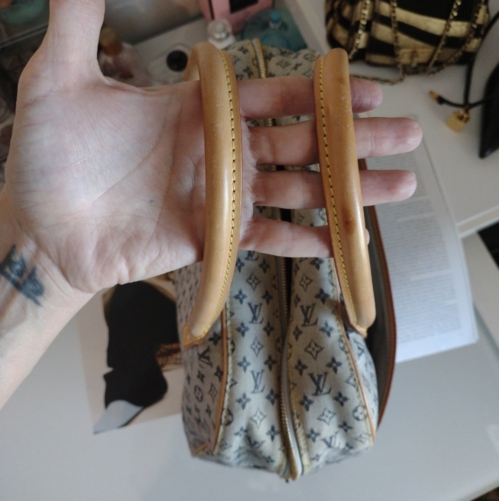 SOLD 💔 Louis Vuitton Mini Lin Marie Navy Monogram Speedy Deauville Boston Bag - Picture 14 of 15